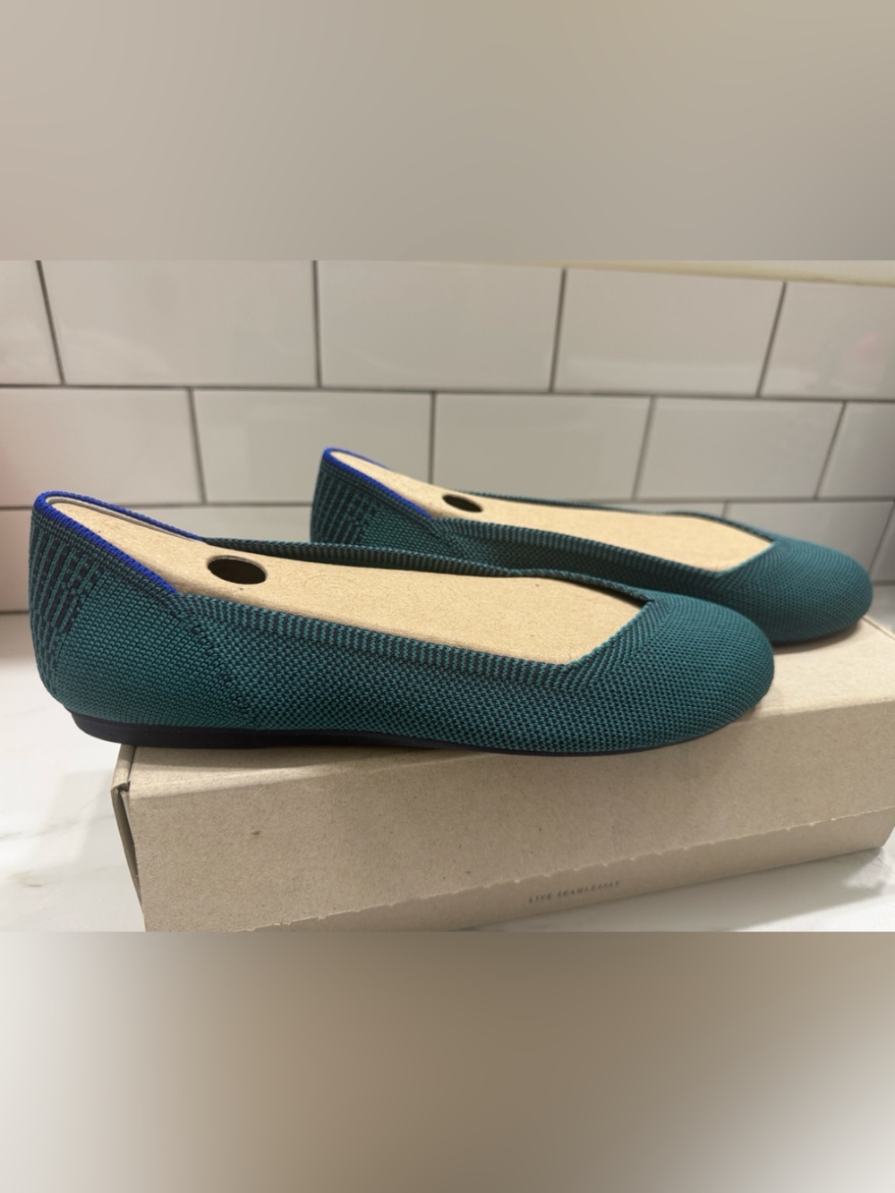 Rothy’s Spruce Python Round Toe Flats | Size 7.5 NEW